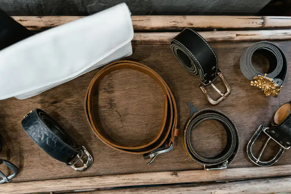 Rolls of heavy full-grain saddle leather